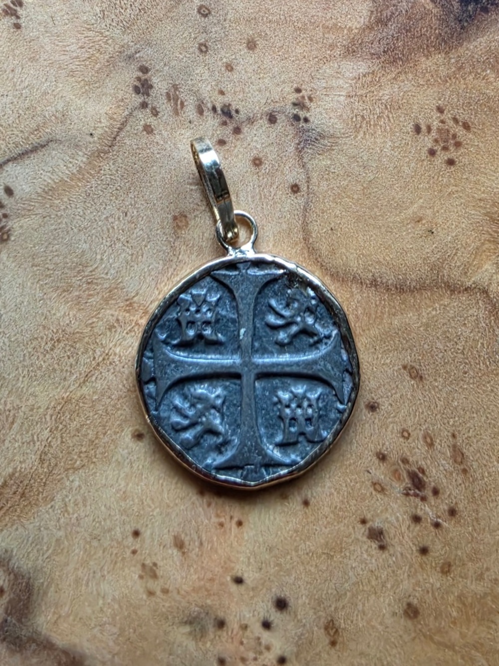 Atocha Mini Silver Coin in 14K Pendant
